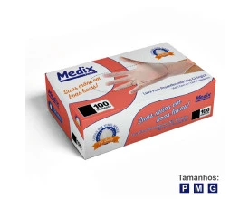 Luva vinil com pó com 100 unidades Medix